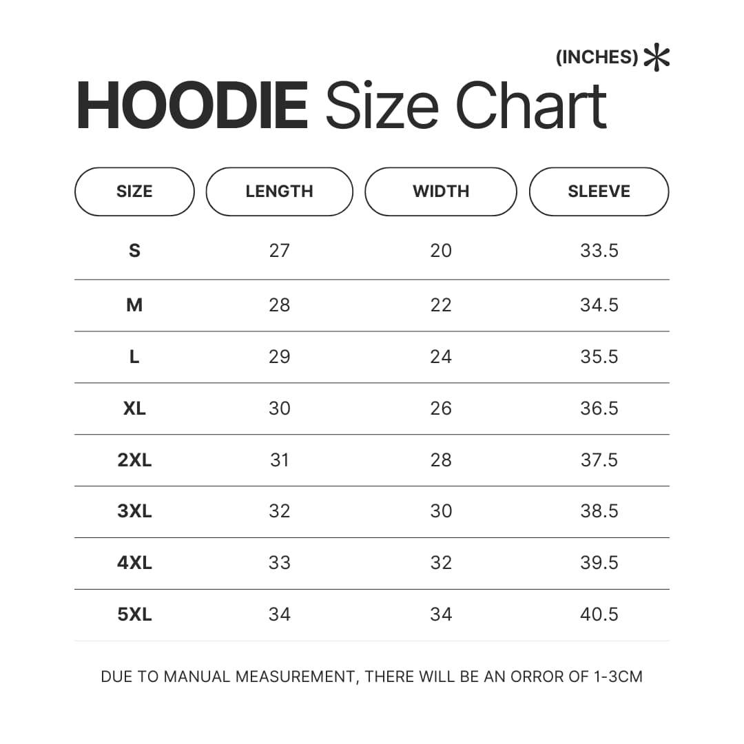 Hoodie Size Chart - Naruto EU Store