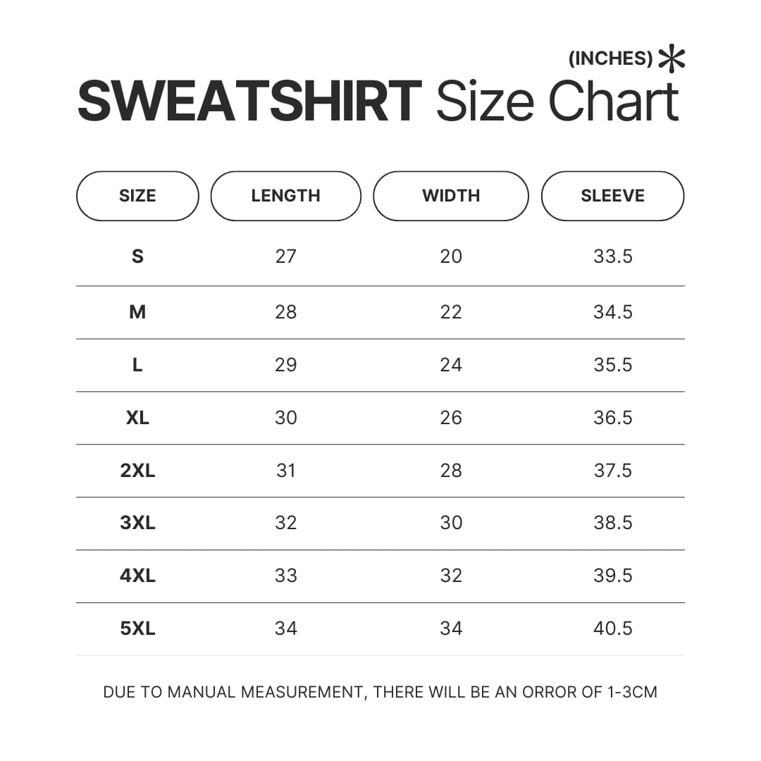 Sweatshirt Size Chart - Naruto EU Store