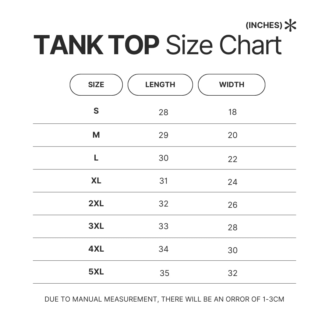 Tank Top Size Chart - Naruto EU Store