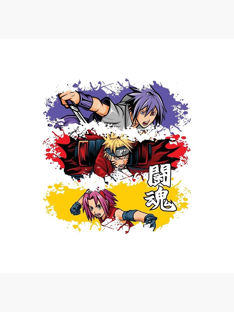 Naruto Anime Characters Color Splash Art Throw Pillow - Image 2