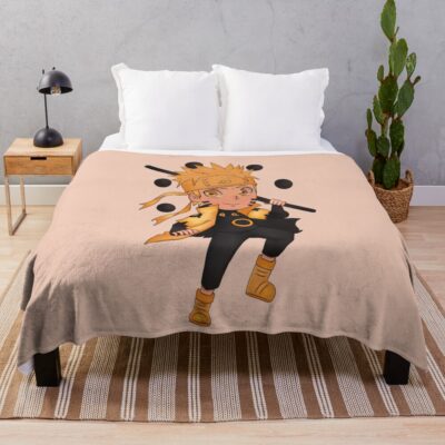 Scribble Orange Ninja Uzumaki Naruto Throw Blanket