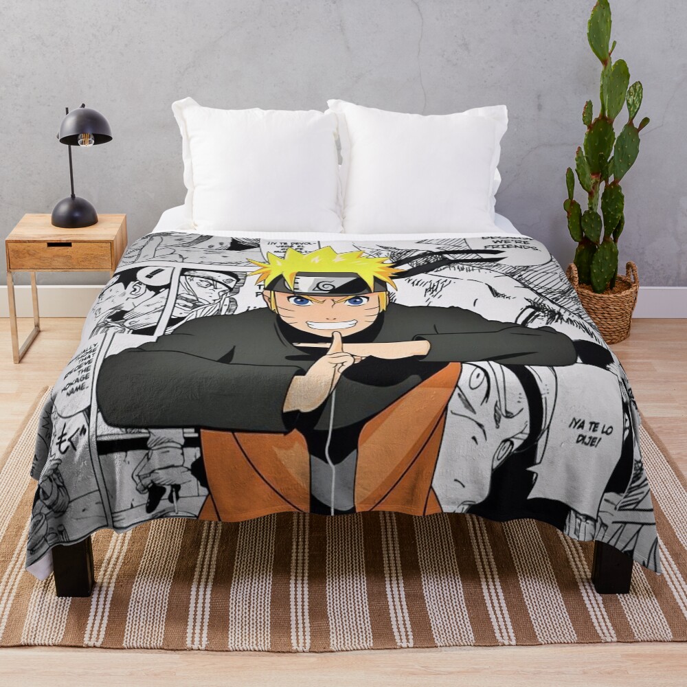 Determined Ninja Path Manga Style Naruto Uzumaki Throw Blanket