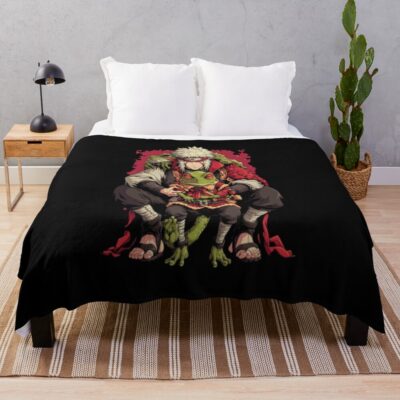 White Hair Sage Warrior Jiraiya Throw Blanket