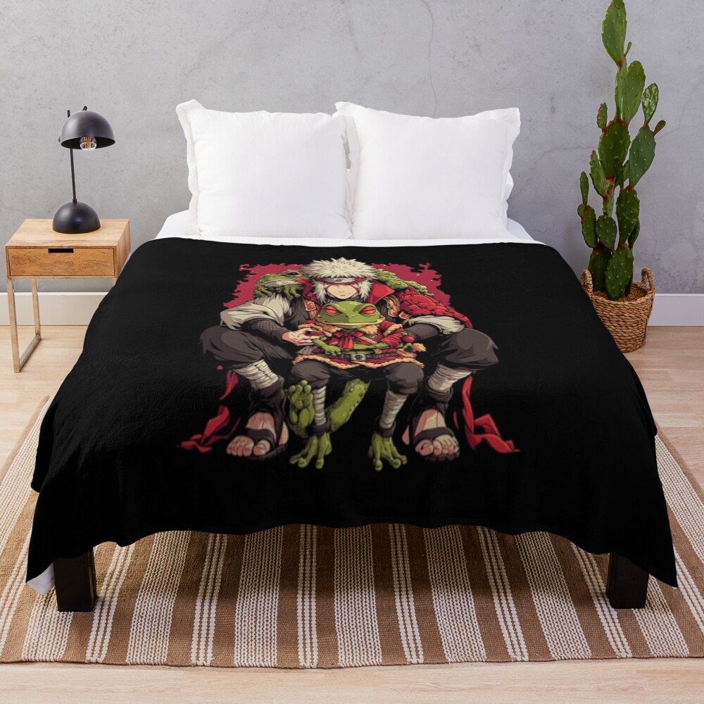 White Hair Sage Warrior Jiraiya Throw Blanket