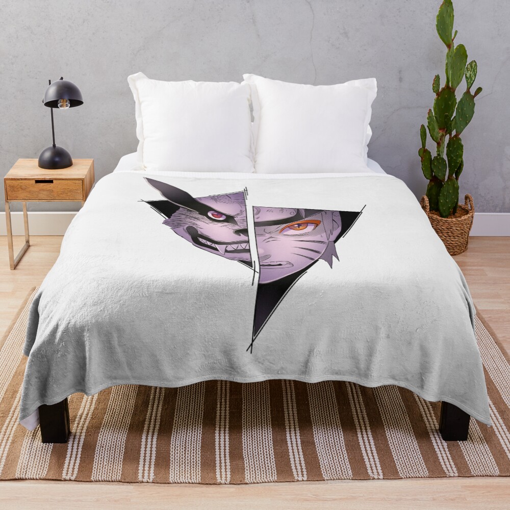Doodle The Savior Naruto Uzumaki And Kurama Throw Blanket