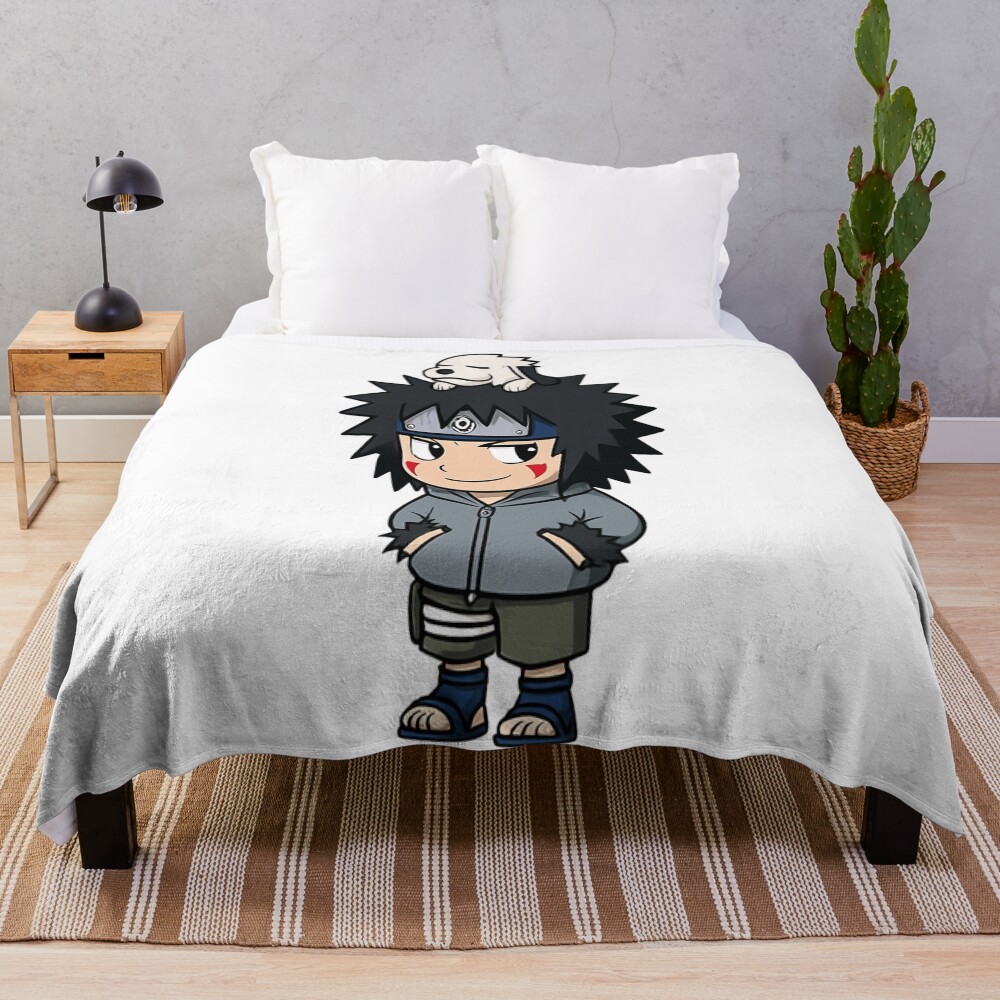 Chibi Kiba Inuzuka With Akamaru Throw Blanket
