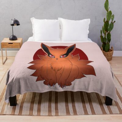 Scribble Cute Kurama Throw Blanket