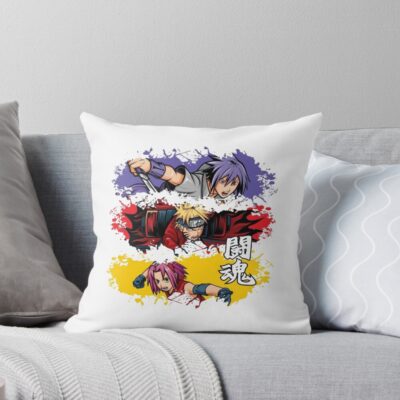 Naruto Anime Characters Color Splash Art Throw Pillow